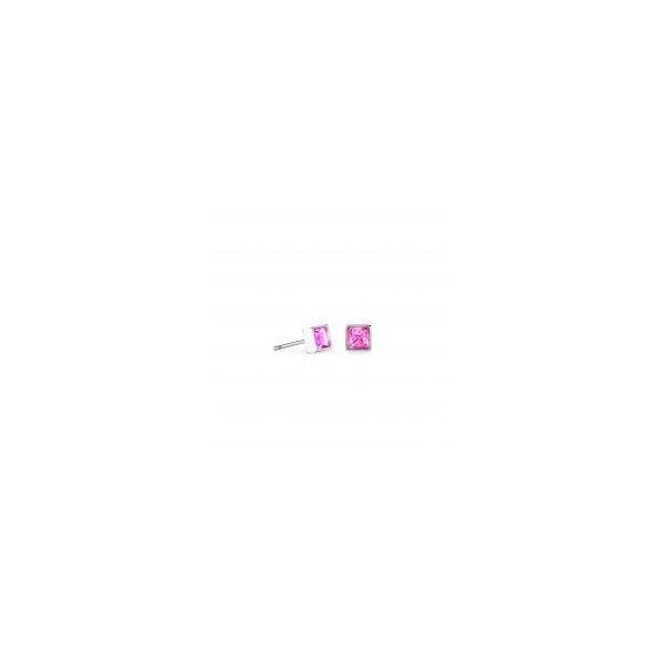 Brilliant Square Earrings Silver Pink
