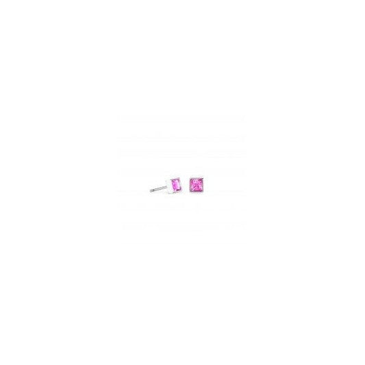 Brilliant Square Earrings Silver Pink