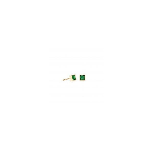 Brilliant Square Earrings Gold Dark Green