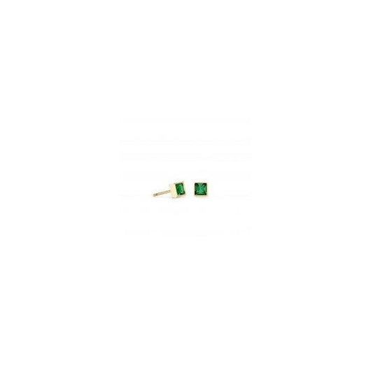 Brilliant Square Earrings Gold Dark Green
