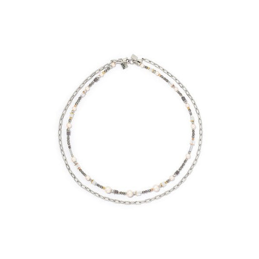 Classic Layer Necklace Silver Grey