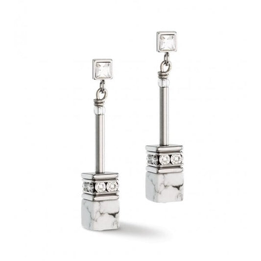 GeoCube Iconic Nature Chain Earrings White