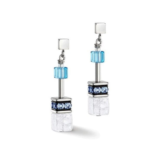 GeoCube Iconic Nature Earrings Blue/White