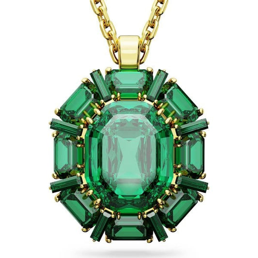 Millenia pendant, Mixed cuts, Green, Gold-tone