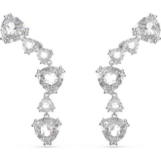 Mesmera ear cuffs, Trilliant cut, White, Rhodium