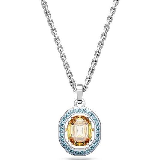 Chroma pendant, Octagon cut, Multicolored, Rhodium