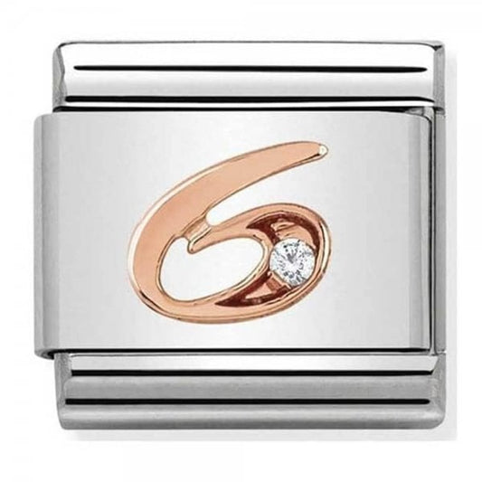 Composable Classic Numbers Zirconia Rose Gold 6 Charm