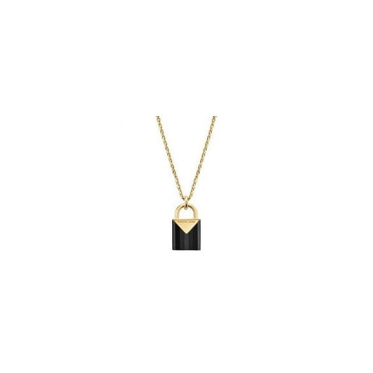 14ct Gold Plated Onyx Padlock Necklace