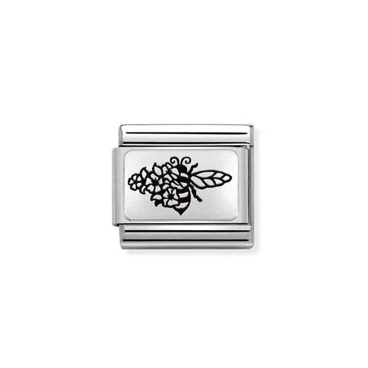 Silver Bee Flowers Charm