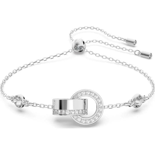 Dextera bracelet, White, Rhodium plated