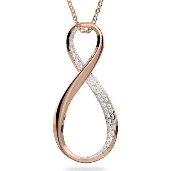 Exist pendant, Infinity, White, Rose-gold tone