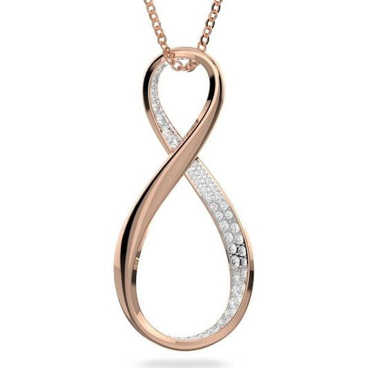 Exist pendant, Infinity, White, Rose-gold tone