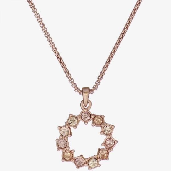 CRESAR Rose Gold Tone Crystal Hoop Necklace