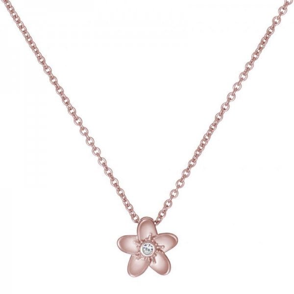 BRADDIE Rose Gold Tone White Crystal Blossom Necklace