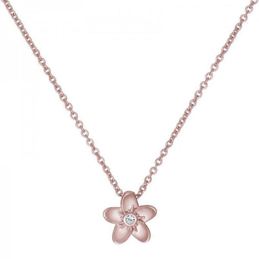 BRADDIE Rose Gold Tone White Crystal Blossom Necklace