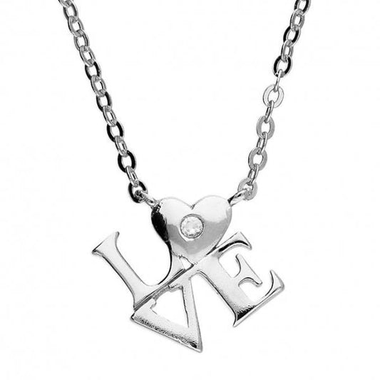 Sterling Silver Necklace 41cm-46cn - Heart Love