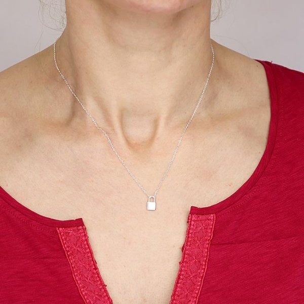 Sterling Silver Necklace 40cm-45cm - Padlock/Chain