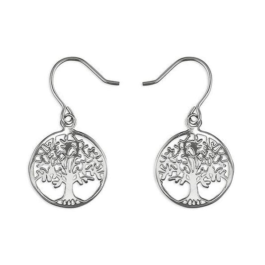 EARRINGS SILVER TREE OF LIFE CIRCLE DROP