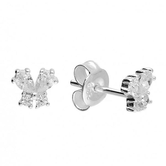 Sterling Silver Earrings - CZ Butterfly Studs