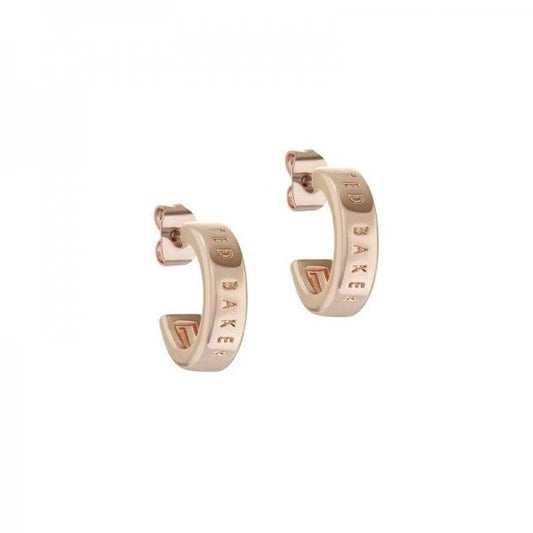 HELANNA Rose Gold Tone Nano Logo Hoop Earrings