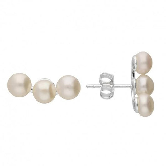 Sterling Silver Earrings - Freshwater Pearls Trio
