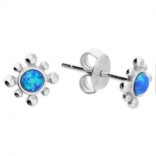 Sterling Silver Earrings - Opal Centre Stud