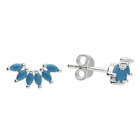 Turquoise fanned petal climber stud Earrings