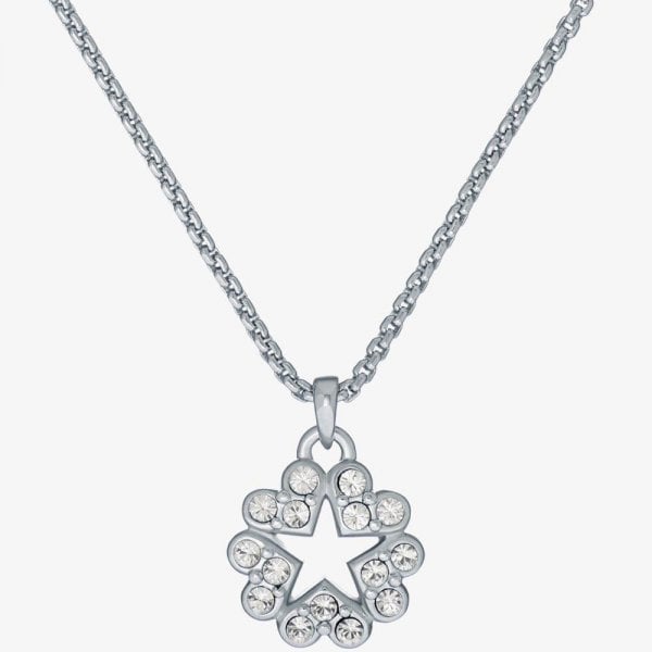 HAYZZEL Silver Tone & Crystal Heart Star Necklace