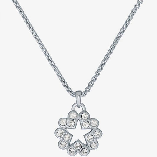 HAYZZEL Silver Tone & Crystal Heart Star Necklace