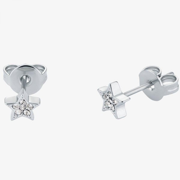 SIDNEYY Silver Tone Pave Nano Star Stud Earrings