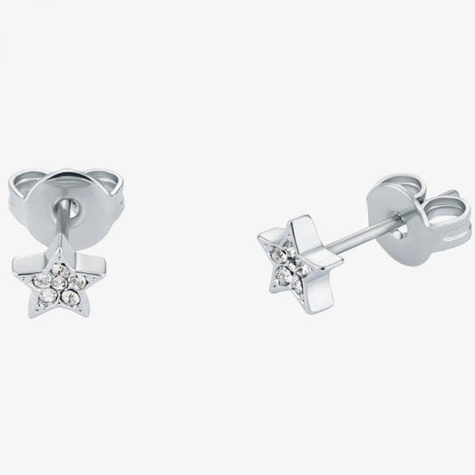 SIDNEYY Silver Tone Pave Nano Star Stud Earrings