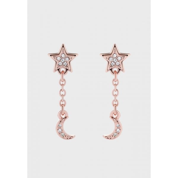 Moojii Pave Star & Moon Drop Earrings