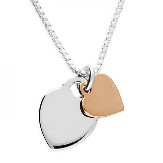 Sterling Silver Necklace 40-45cm - Double Hearts