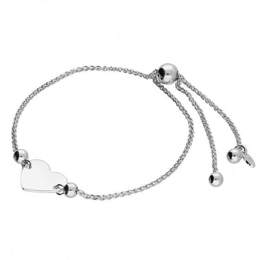 SILVER ROPE WITH HEART BRACELET
