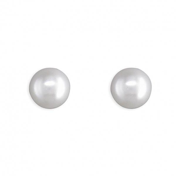 Sterling Silver Earrings 6mm - Simulated Pearl