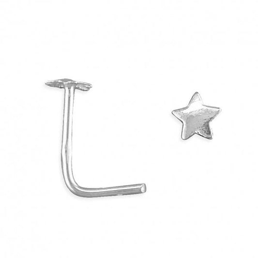 SILVER NOSE STUD: PLAIN POLISHED STAR (PAIR)