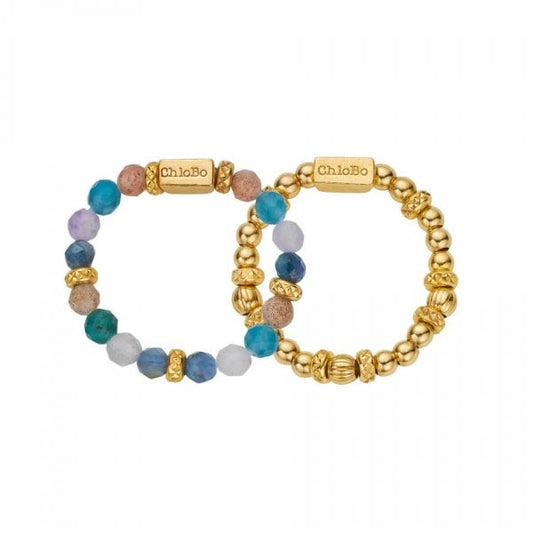 GOLD BEAUTIFUL ENERGY SET OF 2 RINGS MEDIUM