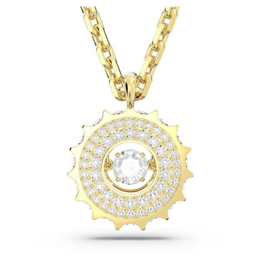 Rota pendant, Mixed round cuts, White, Gold-tone