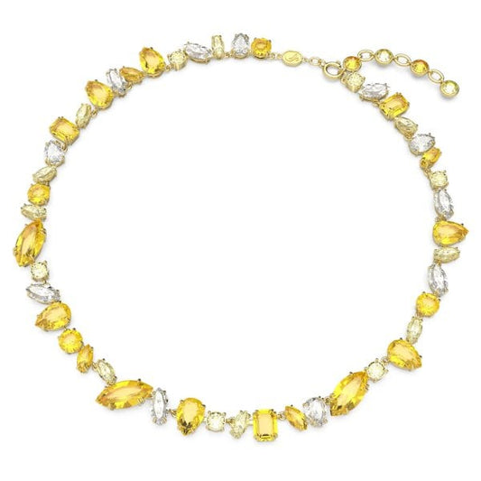 Gema necklace, Mixed cuts, Yellow, Gold-tone