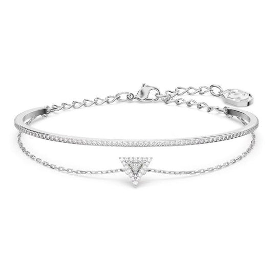 Ortyx bracelet, Triangle cut, White, Rhodium