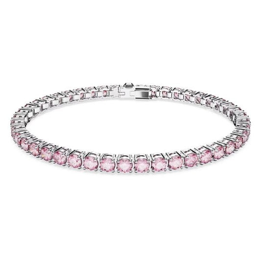 Matrix Tennis bracelet, Round cut, Small, Pink, XL