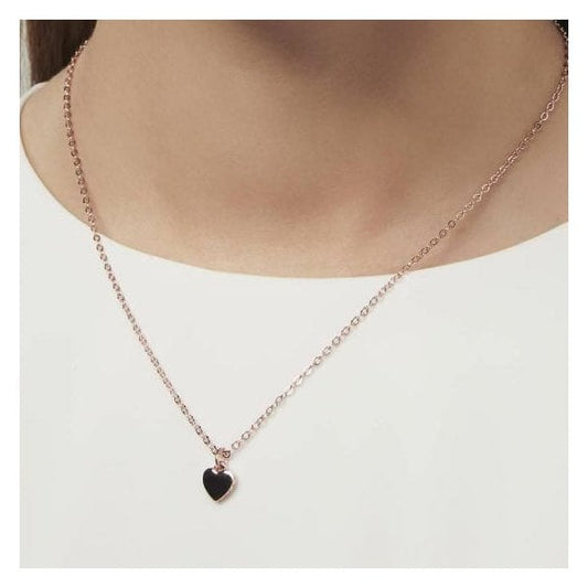 Hara Rose Gold Finish Tiny Heart Pendant Necklace