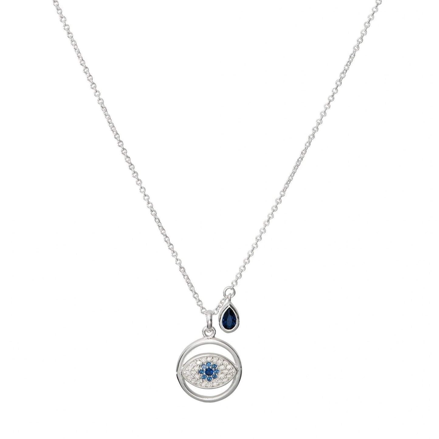 Silver & Blue Eye Pendant with Chain