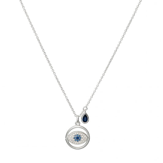 Silver & Blue Eye Pendant with Chain