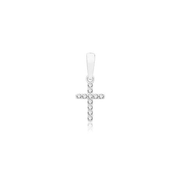 9CT WHITE GOLD CZ CROSS PENDANT