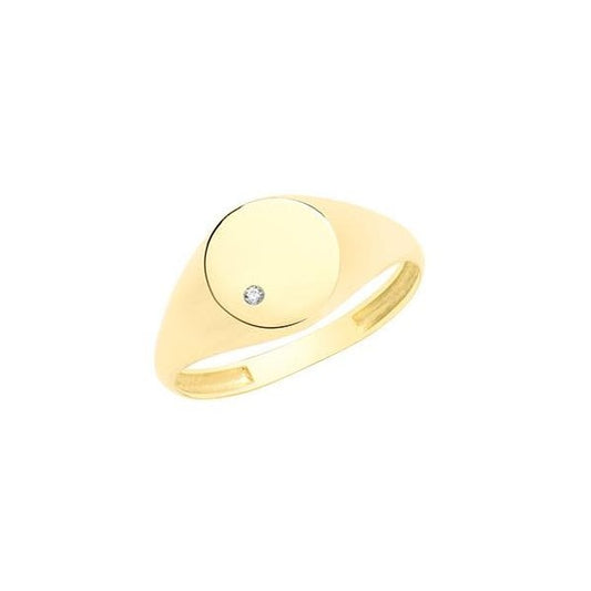 9ct Yellow Gold Signet Ring - Size Q