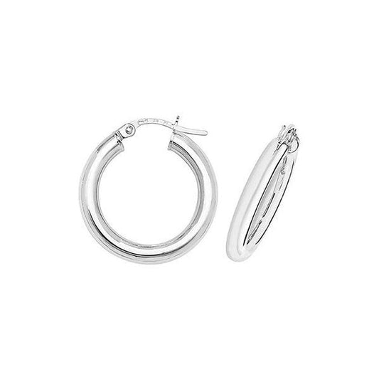 9ct White Gold 15mm Hoop Earrings