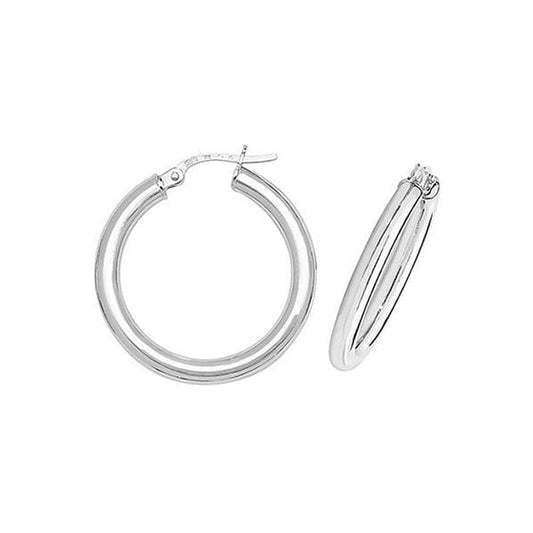 9ct White Gold 20mm Hoop Earrings