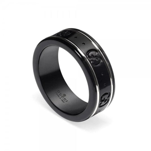 18ct White Gold GUCCI Icon Corundum Black Ring