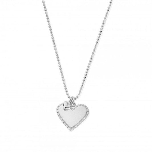 Diamond Cut Adjustable Double Heart Necklace